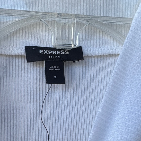 Express Fitted White Ribbed Top - Picture 2 of 5